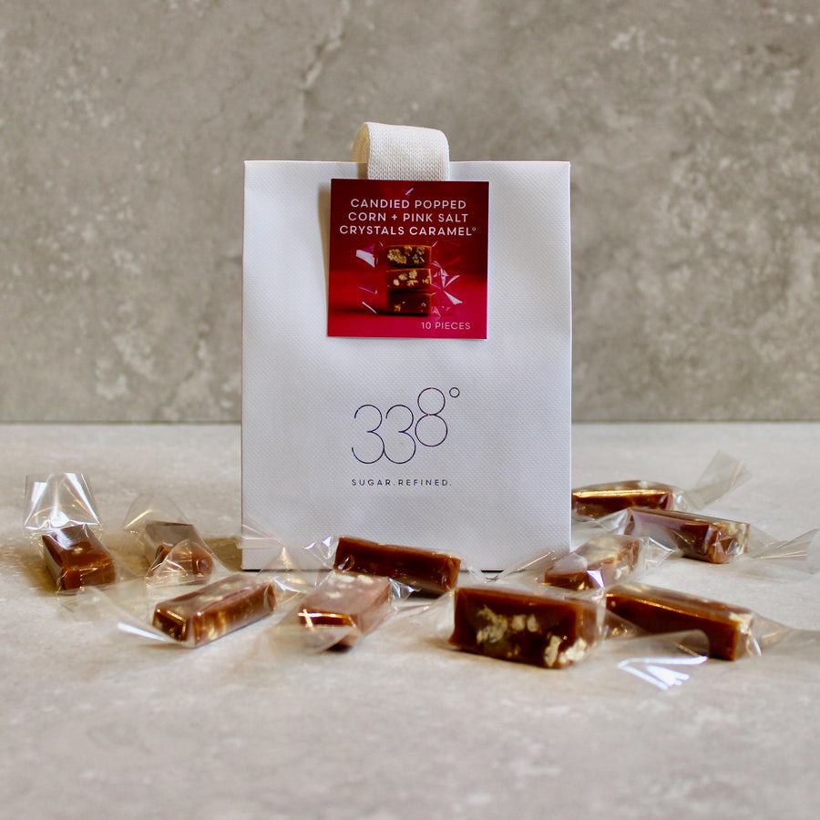 Petit Cadeau of Candied Popped Corn + Pink Salt Crystals Caramel°